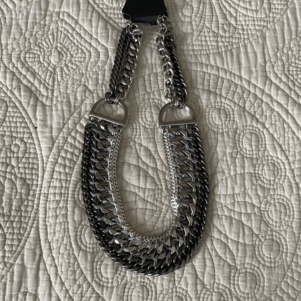 Silver Chain Statement Necklace - image 2